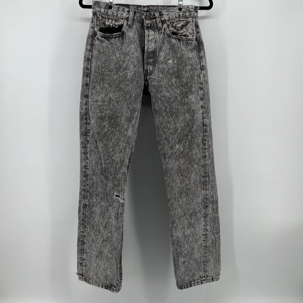 Levi 522 Jeans Straight Leg Gray Denim Pants Classic Fit W29 L30 1988 Distress